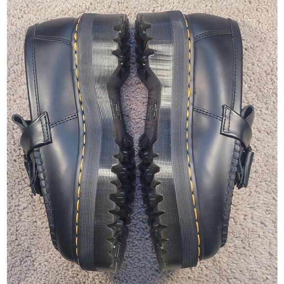 NWOT Dr Martens Adrian Quad Platform Tassel Loafers Black Smooth Leather - Picture 7 of 12